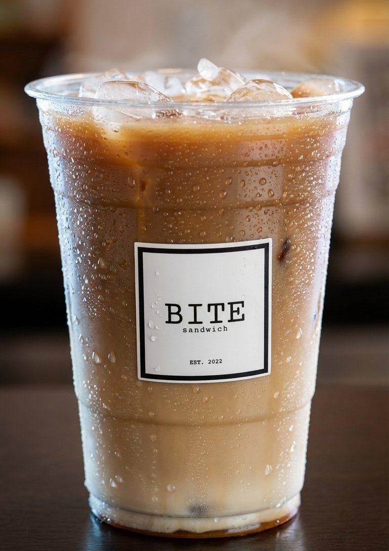 Iced coffee with milk at BITE Sandwich Miami